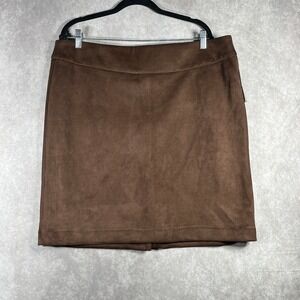 Tahari ASL Skirt Womens‎ 16 Espresso Brown Vegan Suede Career Office Work NEW